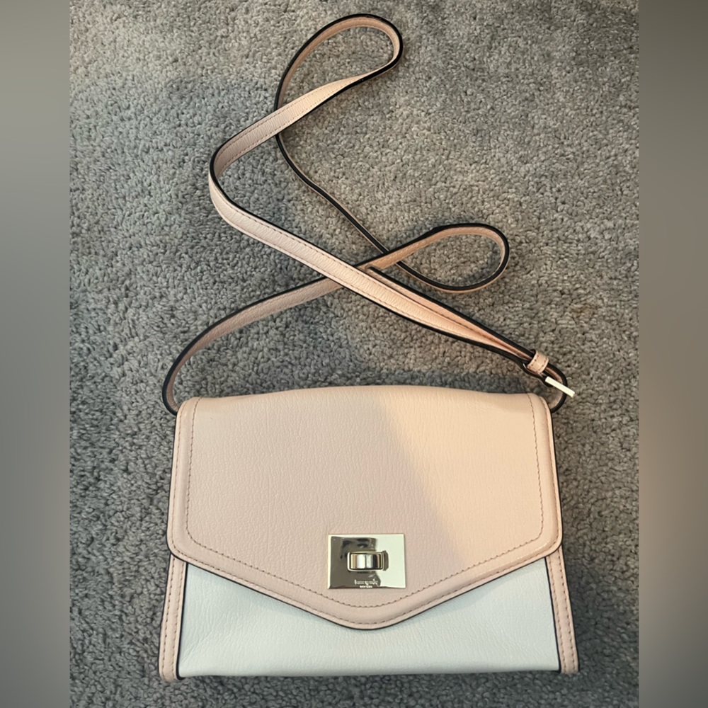 Pink and white kate spade purse